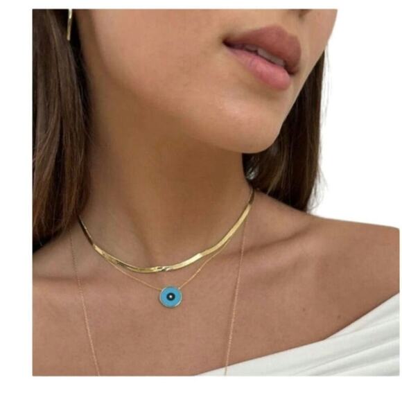 Jennifer Zeuner NWT Hamilton Herringbone Necklace 14k gold plated - Picture 2 of 8